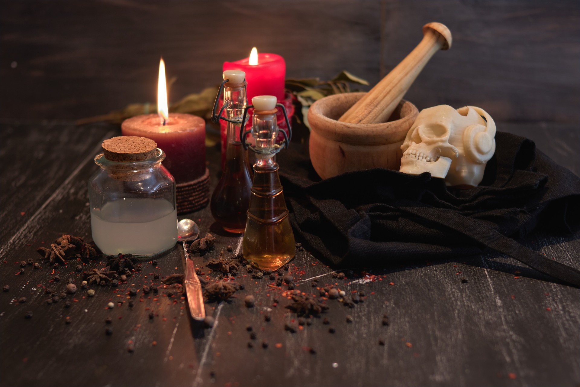 potion of natural herbs for black magic